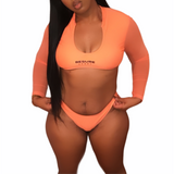 Long Sleeve U Neck Mesh