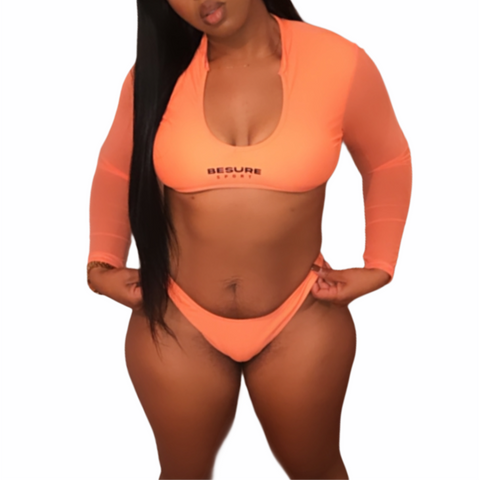 Long Sleeve U Neck Mesh